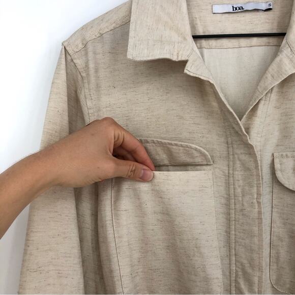 BOA Linen Blend Belted Jumpsuit Cream S - Picture 3 of 16